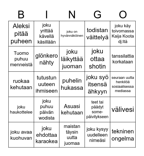 PIKKUJOULUBINGO Card