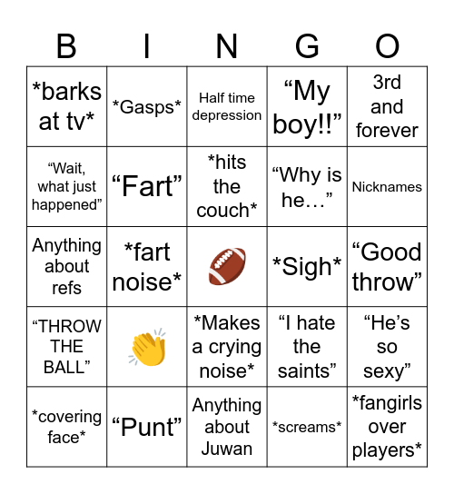 Felix Fooball Bingo Card