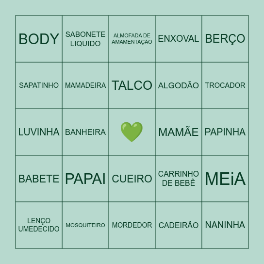 BINGO DO BRYAN LUCCA Bingo Card