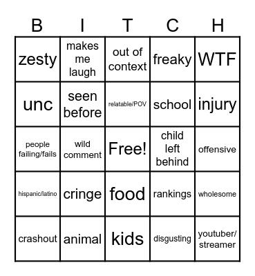 Instagram reel bingo Card