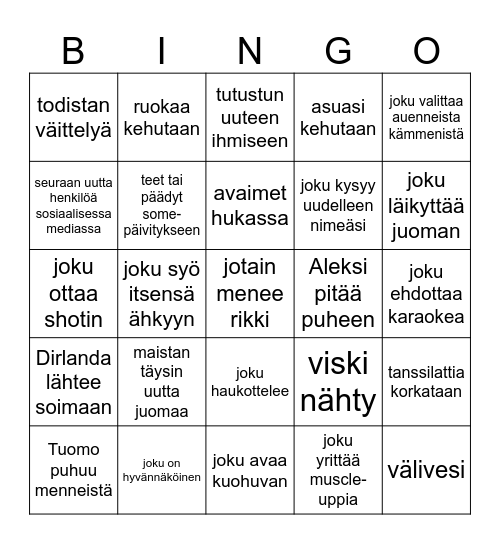PIKKUJOULUBINGO Card