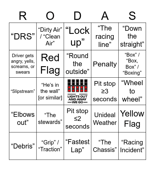 F1 BINGO Card