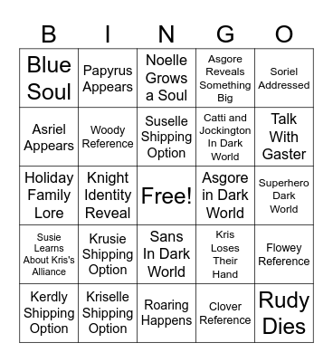 Deltarune Chapter 5 Bingo Card