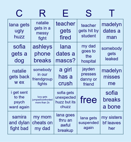 Lana Bingo Card