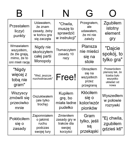 PLANSZÓWKI Bingo Card