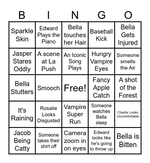 Twilight Bingo Card