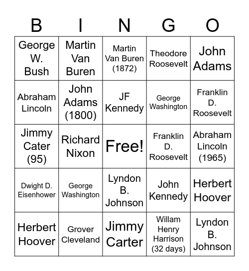 Trivia BINGO A Bingo Card