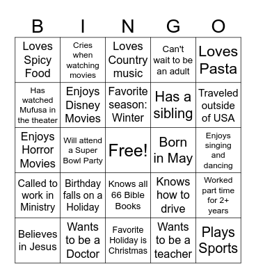 Get to know YOU Bingo Card