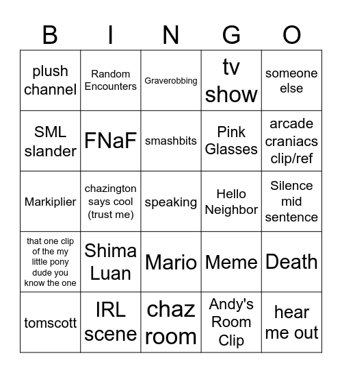 chazington bingo_jtn5 Bingo Card