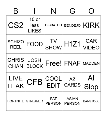 INSTAGRAM REELS Bingo Card