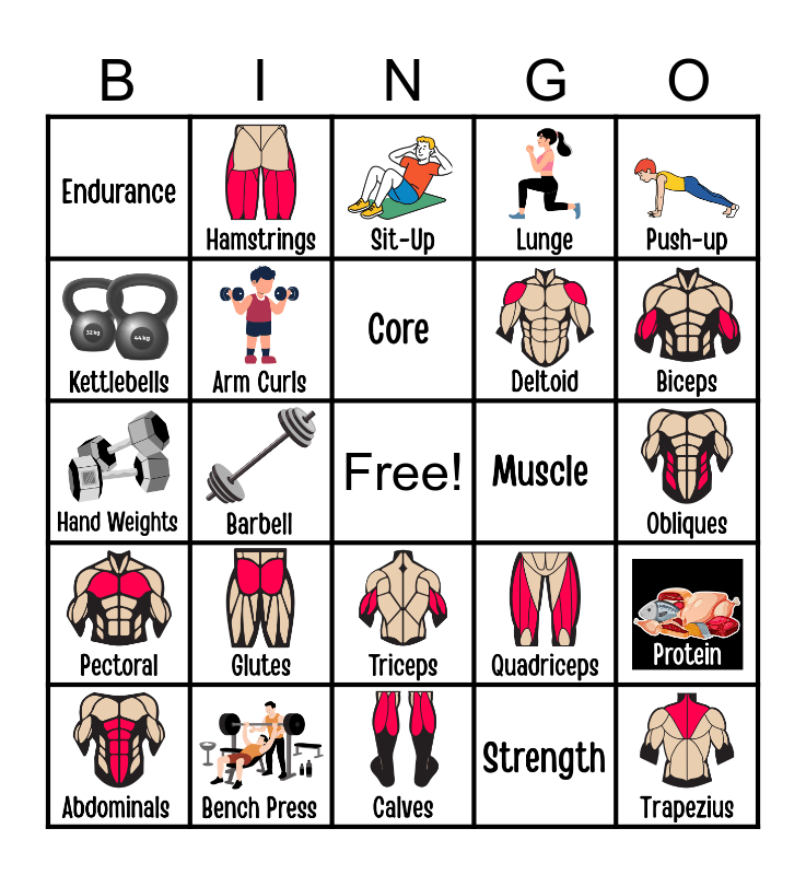 Muscle Bingo Card