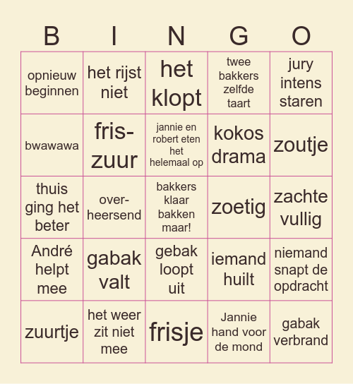 Heel Holland Bakt bingo! Bingo Card