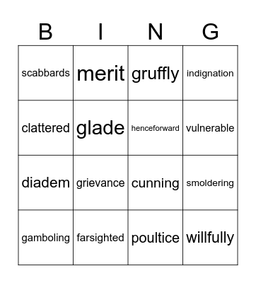 Vocabulary BINGO! Bingo Card