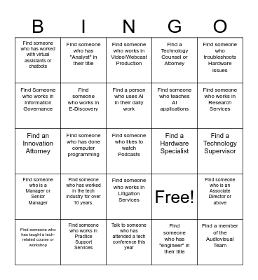 Latham Technology Teams! Bingo Card