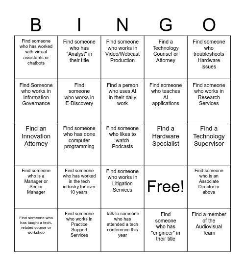 Latham Technology Teams! Bingo Card