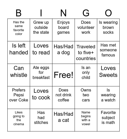Community Bingo Card