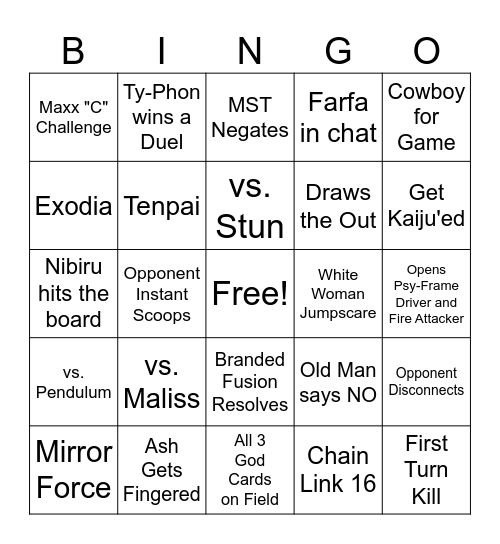 Yu-Gi-Oh! Master Duel Bingo Card