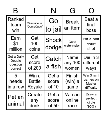 Supreme Gaming Challenge #4 Bingo Card