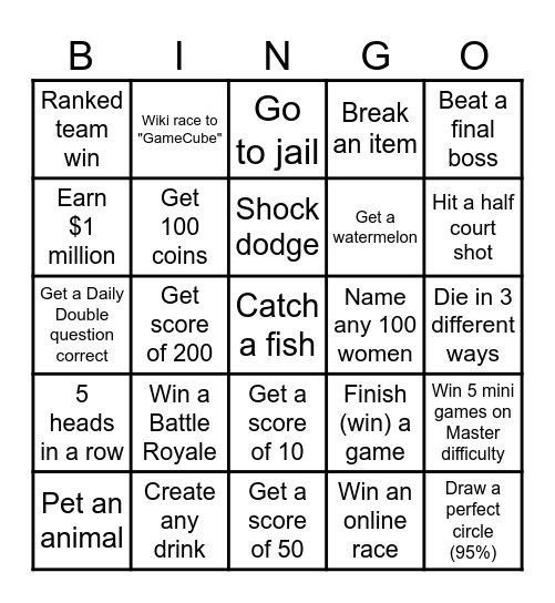 Supreme Gaming Challenge #4 Bingo Card