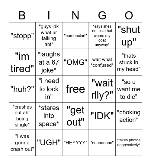 Hana Bingo BONGO Bingo Card