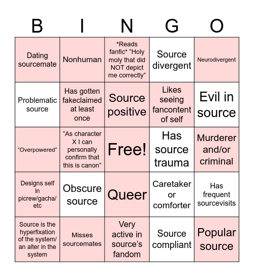 FICTIVE BINGO Card