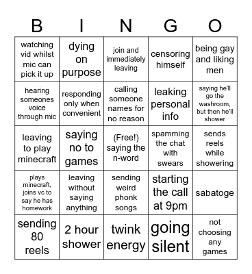Oxyuki Bingo Card Bingo Card