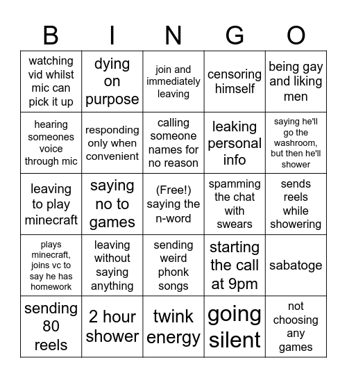 Oxyuki Bingo Card Bingo Card