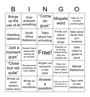 Mclean Bingo Card