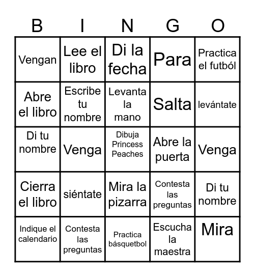 Mandatos Bingo Card