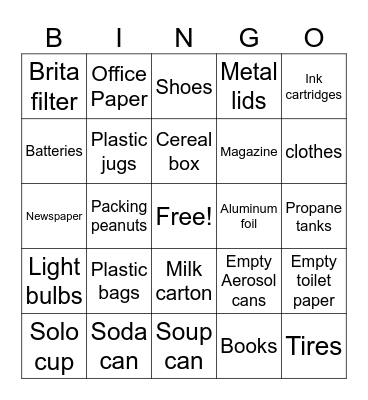 Eco Rep Bingo Card