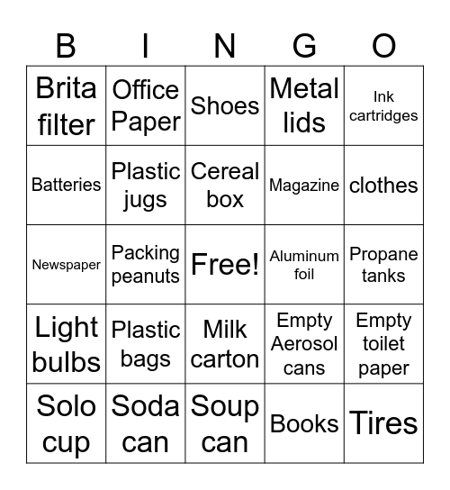 Eco Rep Bingo Card