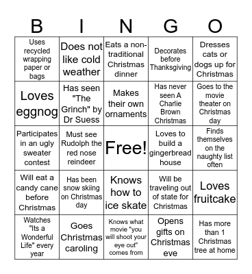 Christmas Bingo Card