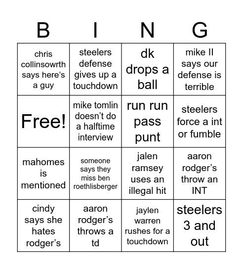 sunday night stiller bingo Card