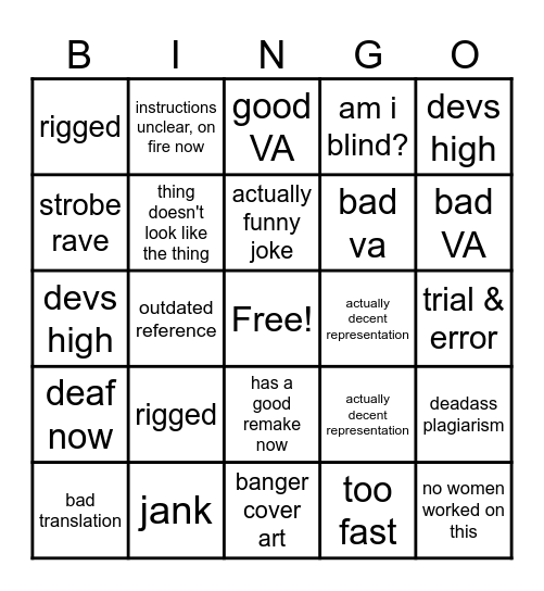 DOSember Bingo Card