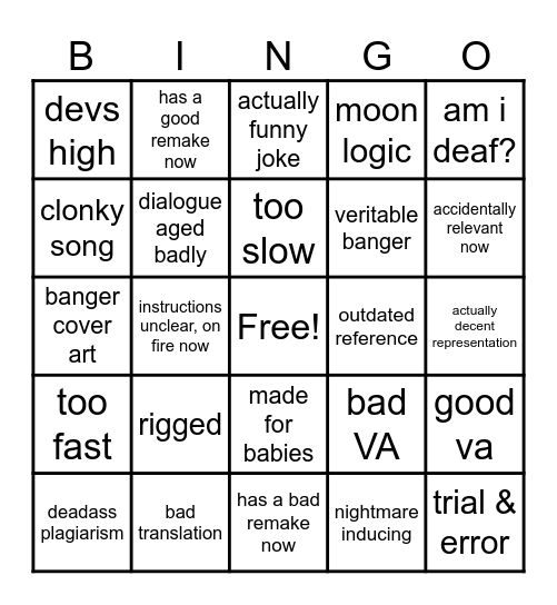 DOSember Bingo Card