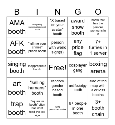 booth game Bingo Card