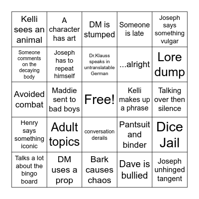 Heroes Bingo Card