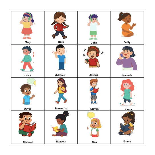 People Bingo! Bingo Card