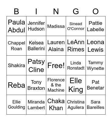 Divas Bingo Card