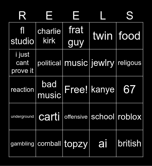 reels bingo Card