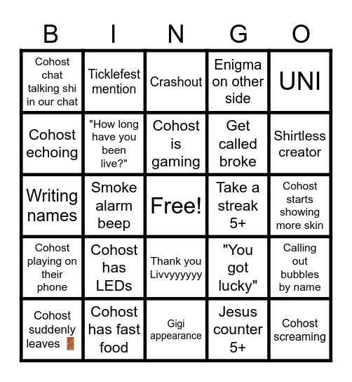 LIVE Bingo Card