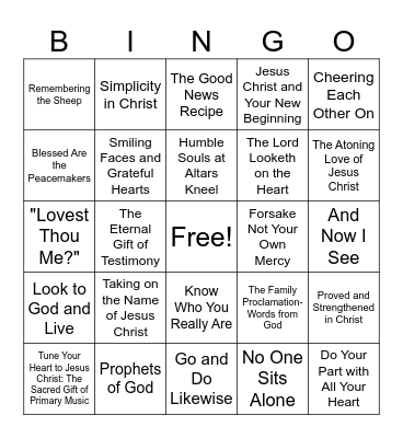 General Conference Bingo Card