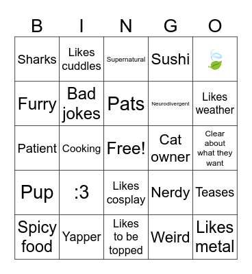 Are you sythe's type Bingo Card