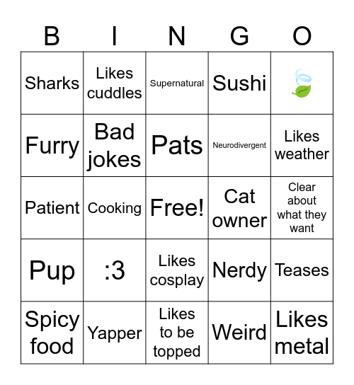 Are you sythe's type Bingo Card