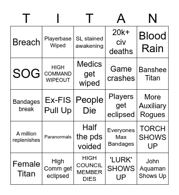 LAST ECLIPSE EVENT BINGO Card