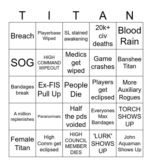 LAST ECLIPSE EVENT BINGO Card