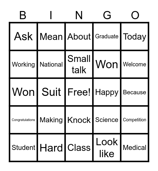 Small talk Bingo Card