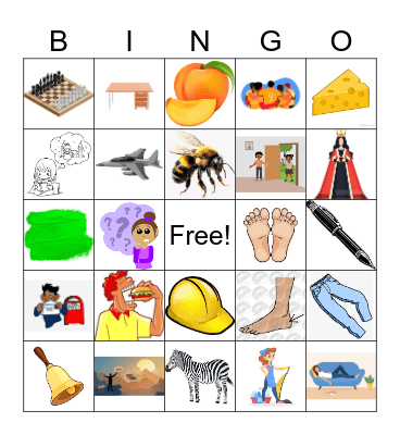 long and short "E"--images only Bingo Card