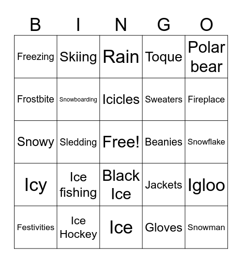 Winter Bingo Card