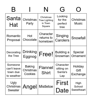 Hallmark Bingo Christmas Movies Bingo Card